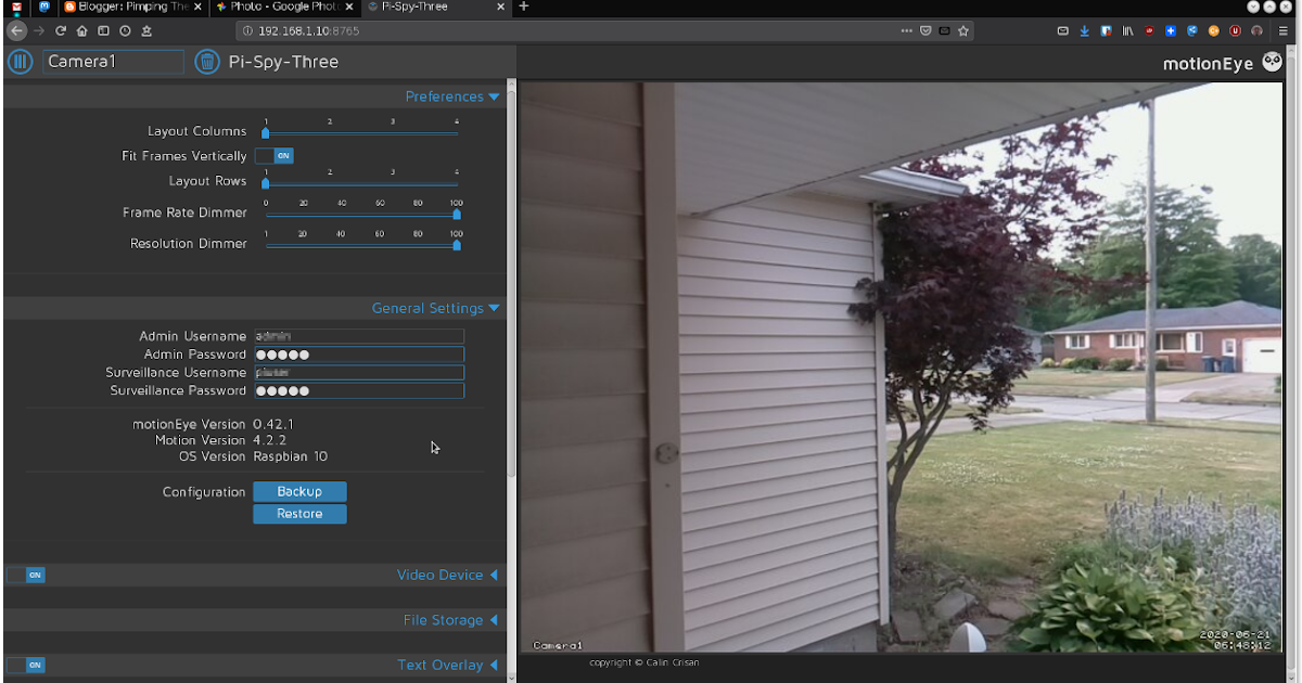 Motioneye screenshot