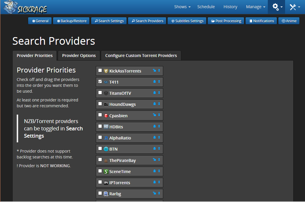 Sickchill screenshot